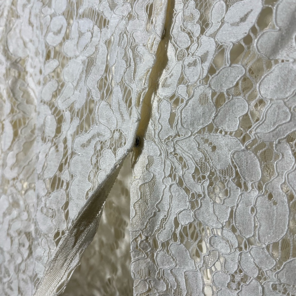 Jenny yoo cream lace cropped bottom back sheer top - Picture 5 of 7